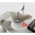 white flower shape stone polished sinks